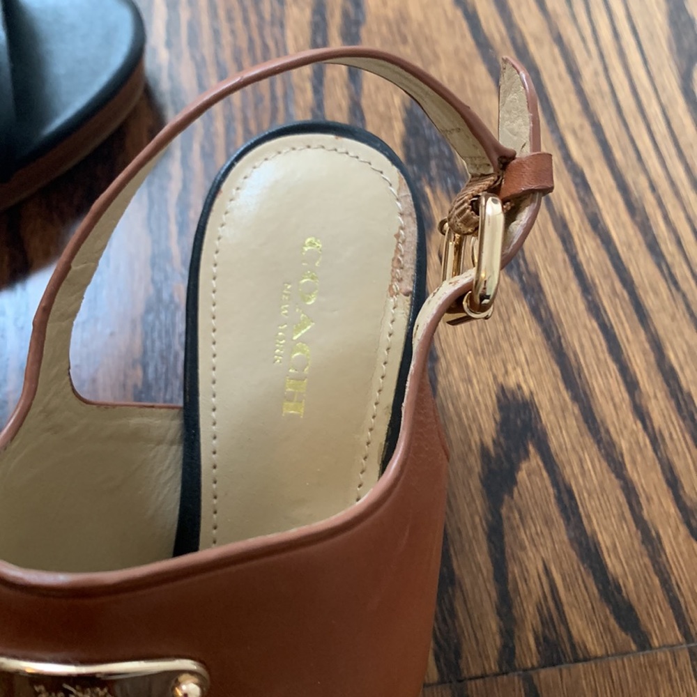 Coach Black and Brown Leather Sandals - Women's Size 6.5 - Picture 4 of 5